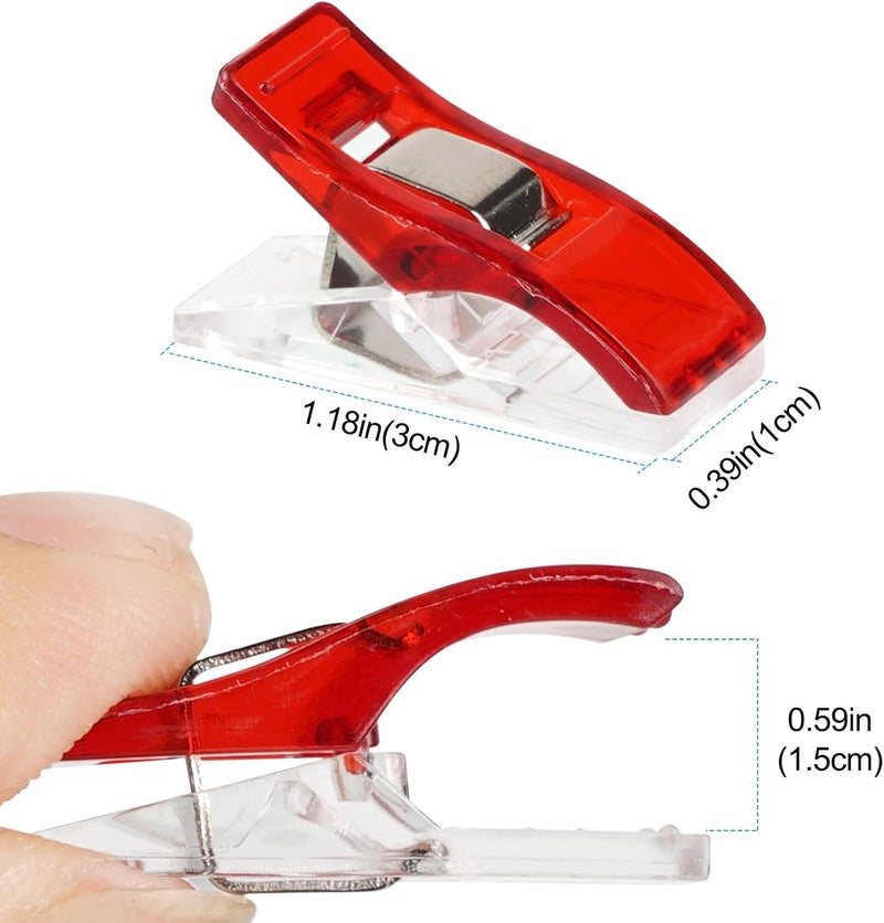 Foihukelim Plastic Clips 30 Pcs Notions Ideal for Sewing and Quilting Clips for Fabric Crafting for Seamstresses Quilters and DIY Projects (red) - Image 2